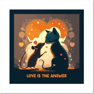 love is the answer, cat and rat Posters and Art